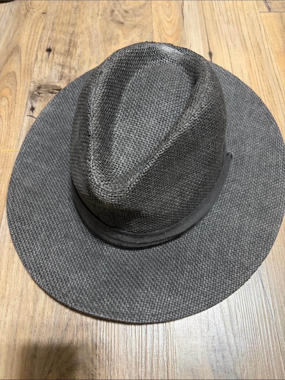 San Diego Hat Company Woven Washed-out Black Wide-Brim Fedora